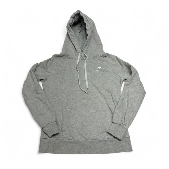 Gymshark Tops - Gymshark Womens XS Heather Gray Pullover Hoodie Logo Kangaroo Pocket Athletic